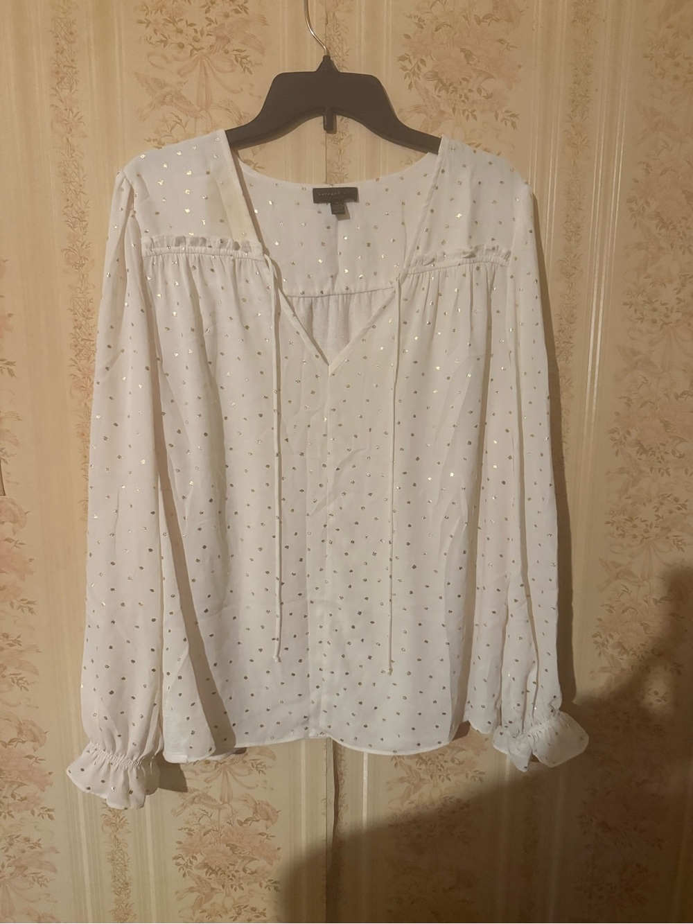 Current Air White Blouse with Metallic Dot Accents